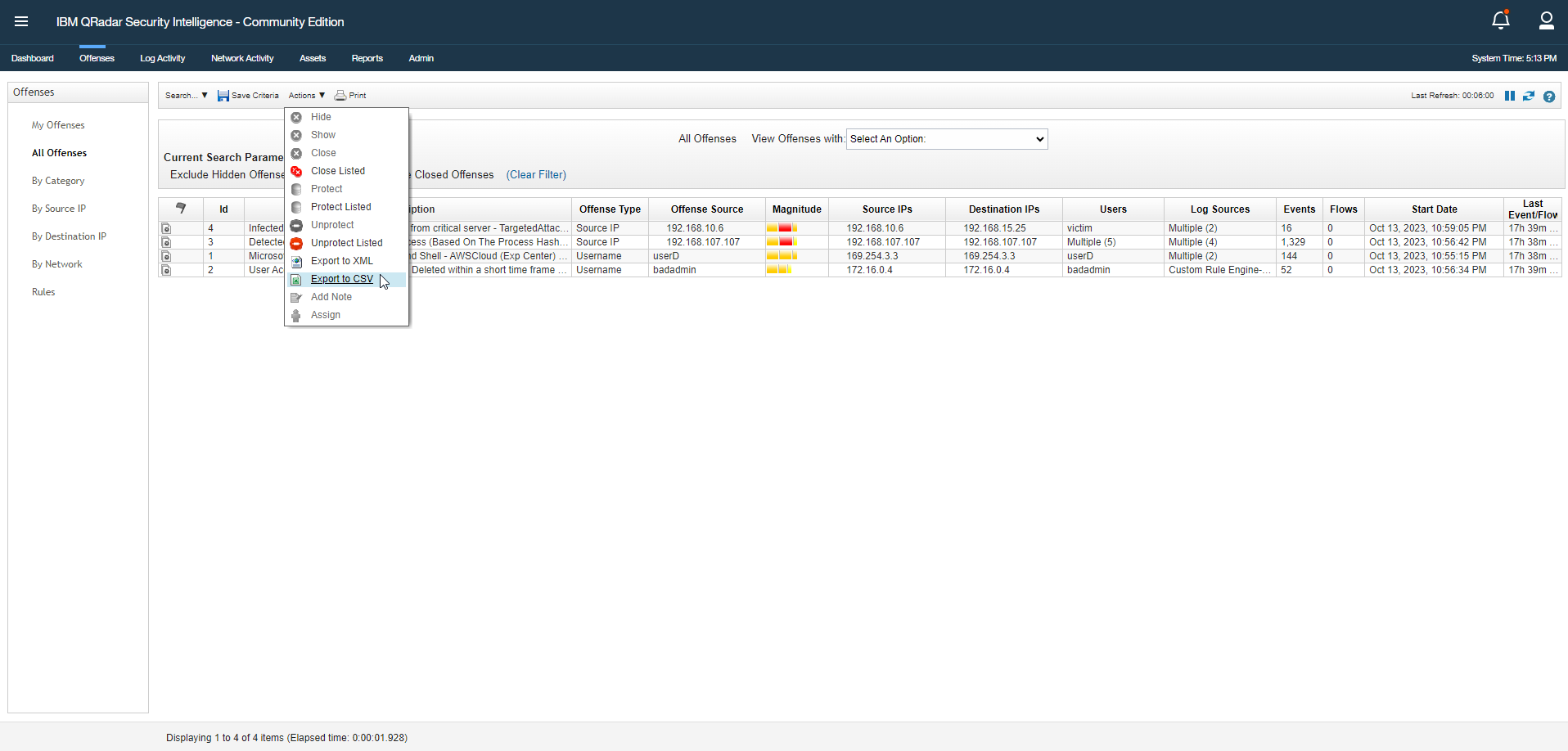 QRadar Dashboard