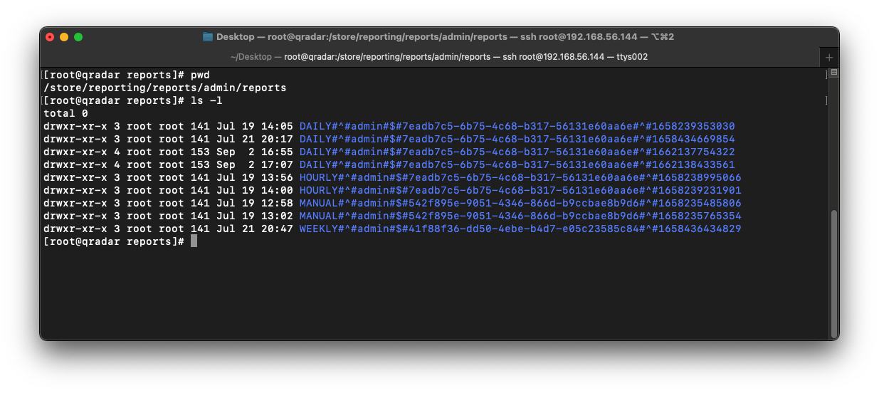 QRadar Report Directory on SSH CLI